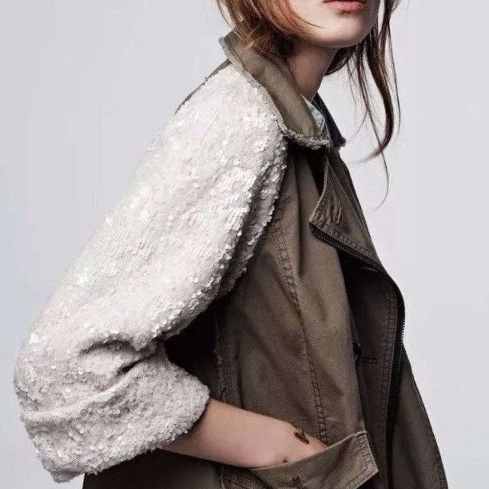 NEW XS anthropologie hei hei Shimmer Sleeve Anorak